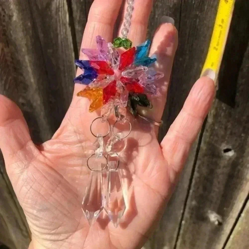 Gorgeous K9 Crystal Rainbow Huge Flower Suncatcher NWT